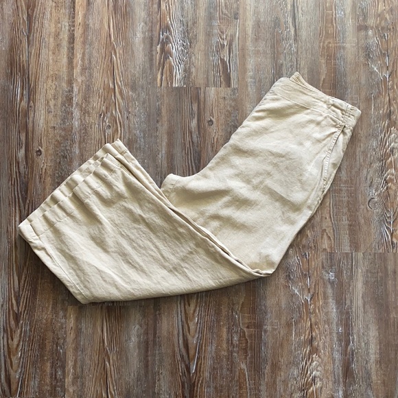 BP Tan High Waisted Wide Leg Stretchy Elastic Waist Linen Blend Pants - Picture 2 of 5